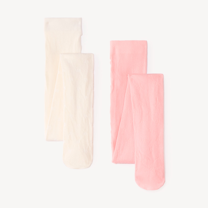 Pack de 2 medias gruesas niña con motivos de flores 