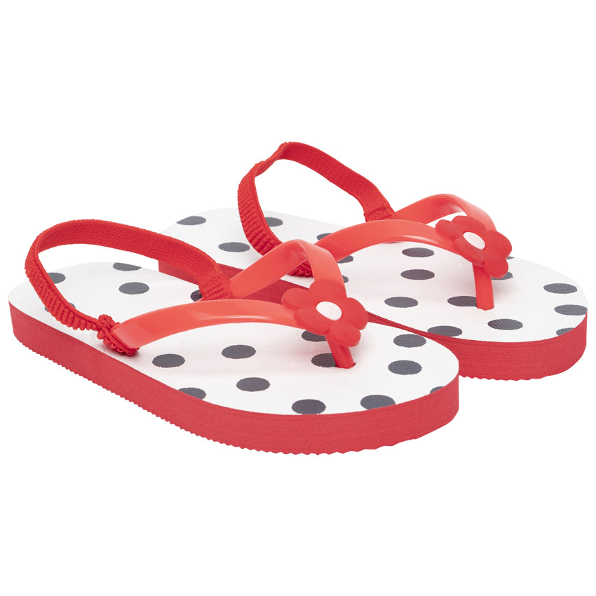 Tongs imprimé pois à badge fleur pour fille avec lanière selon l Tongs imprimé pois à badge fleur pour fille avec lanière selon l