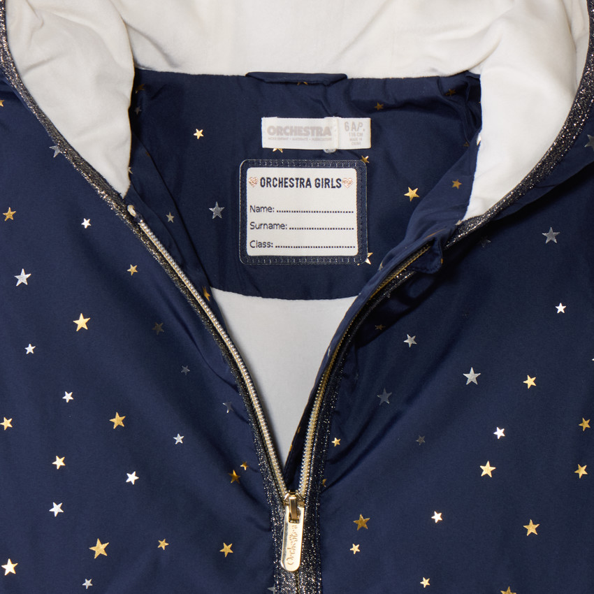 Cortavientos acolchado con estampado de estrellas para niña 