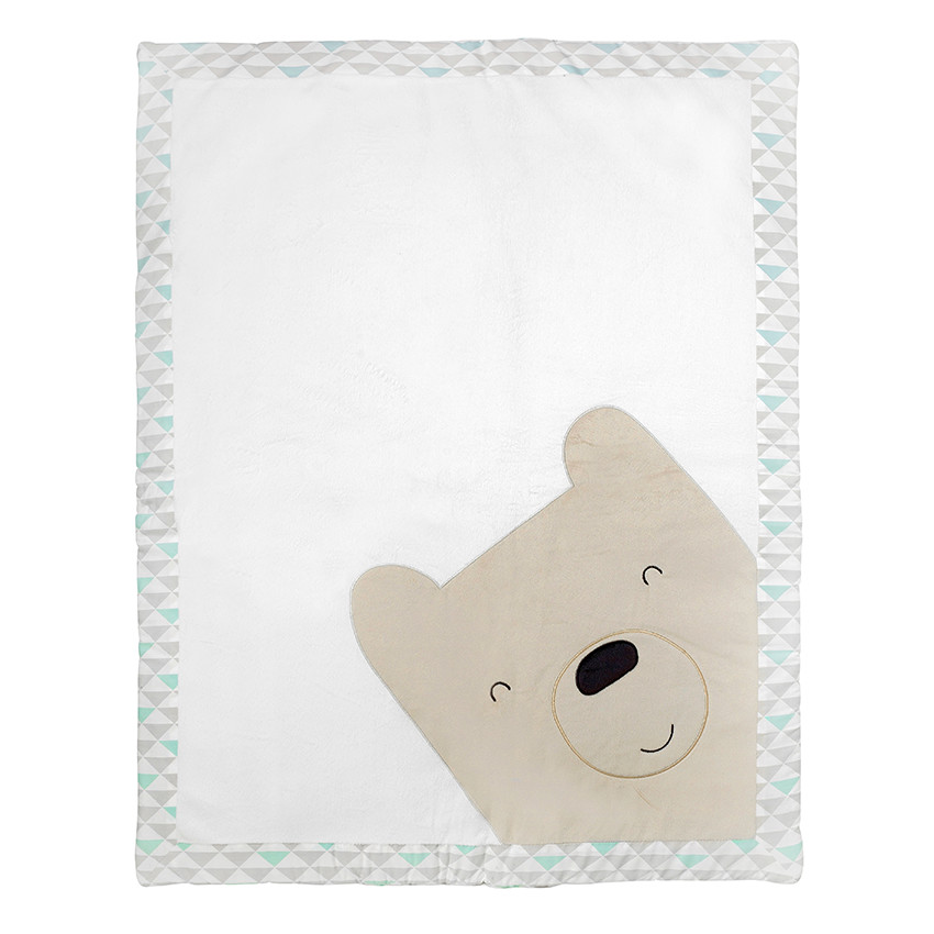 Protector de parque +alfombra de popelina con dibujo de osito 