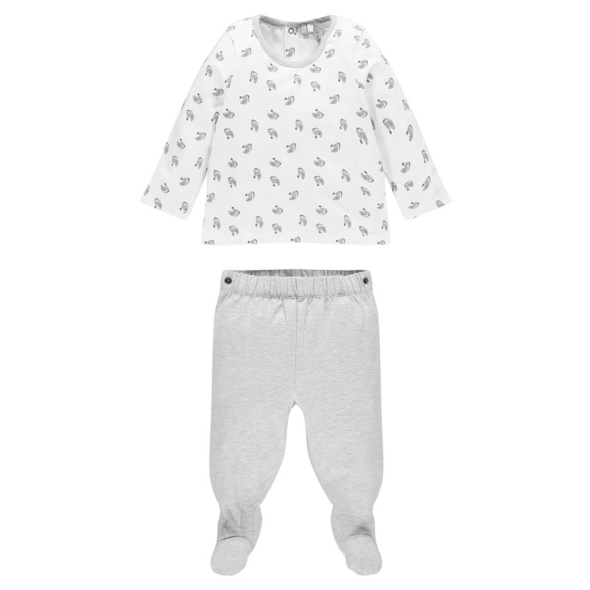 Pijama de tejido de punto con estampado con abertura adaptada a la edad 