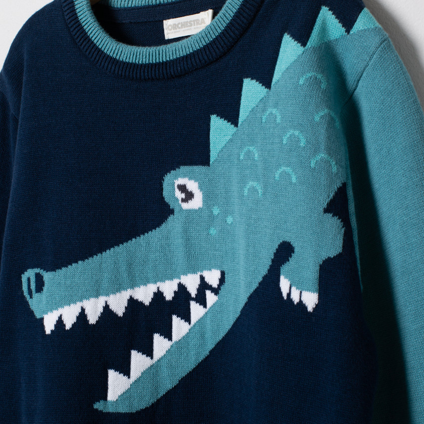 Pull en tricot avec crocodile en jacquard  Additional Pull en tricot avec crocodile en jacquard