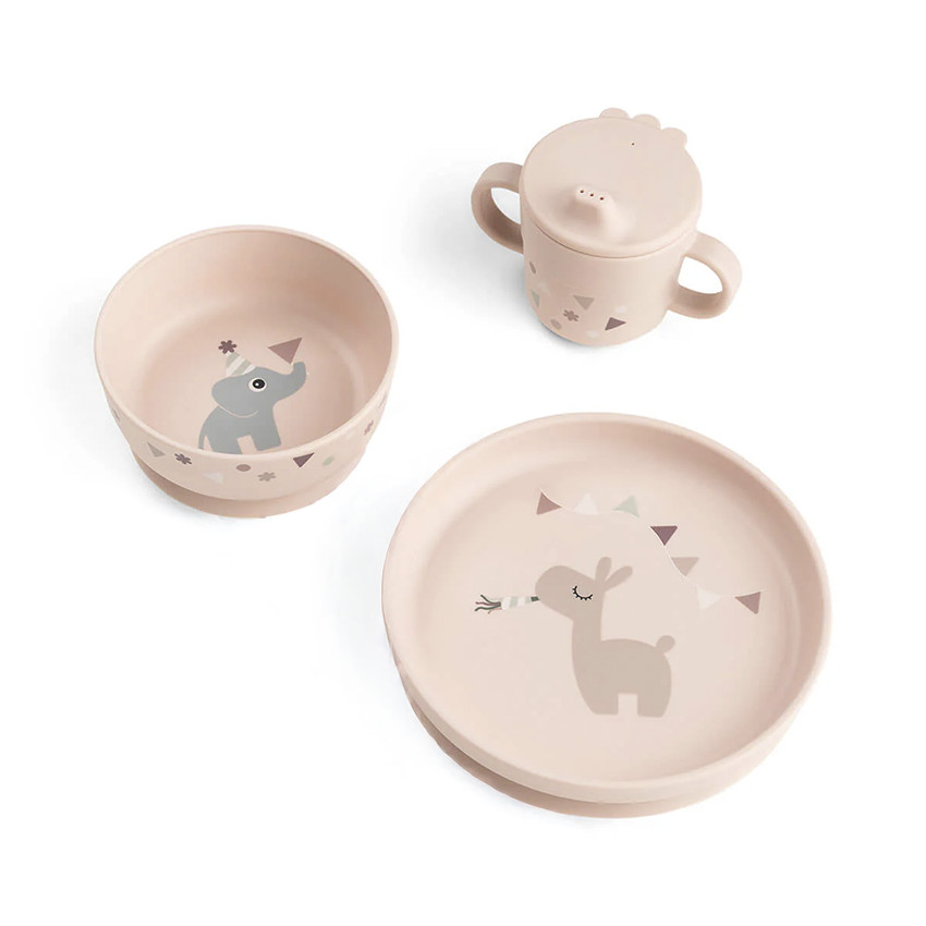 Vajilla infantil 3 piezas Foodie Celebration rosa 