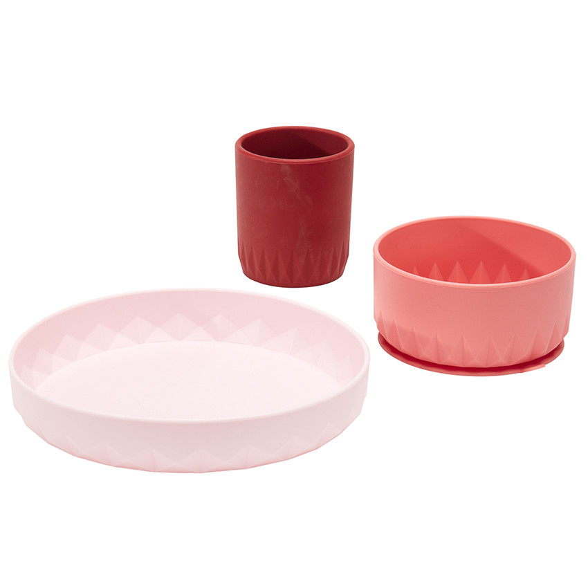 Conjunto para comer de silicona 3 piezas - Origami - Rosa  Additional Conjunto para comer de silicona 3 piezas - Origami - Rosa