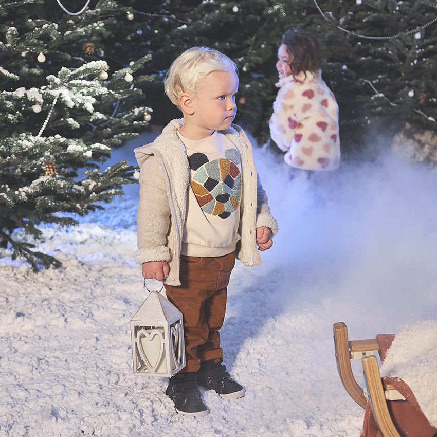 Chaleco de punto con capucha divertida y forro para bebé niño 