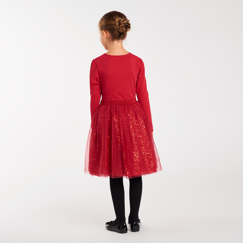 Vestido de fiesta de manga larga efecto 2 en 1 con lentejuelas niña 