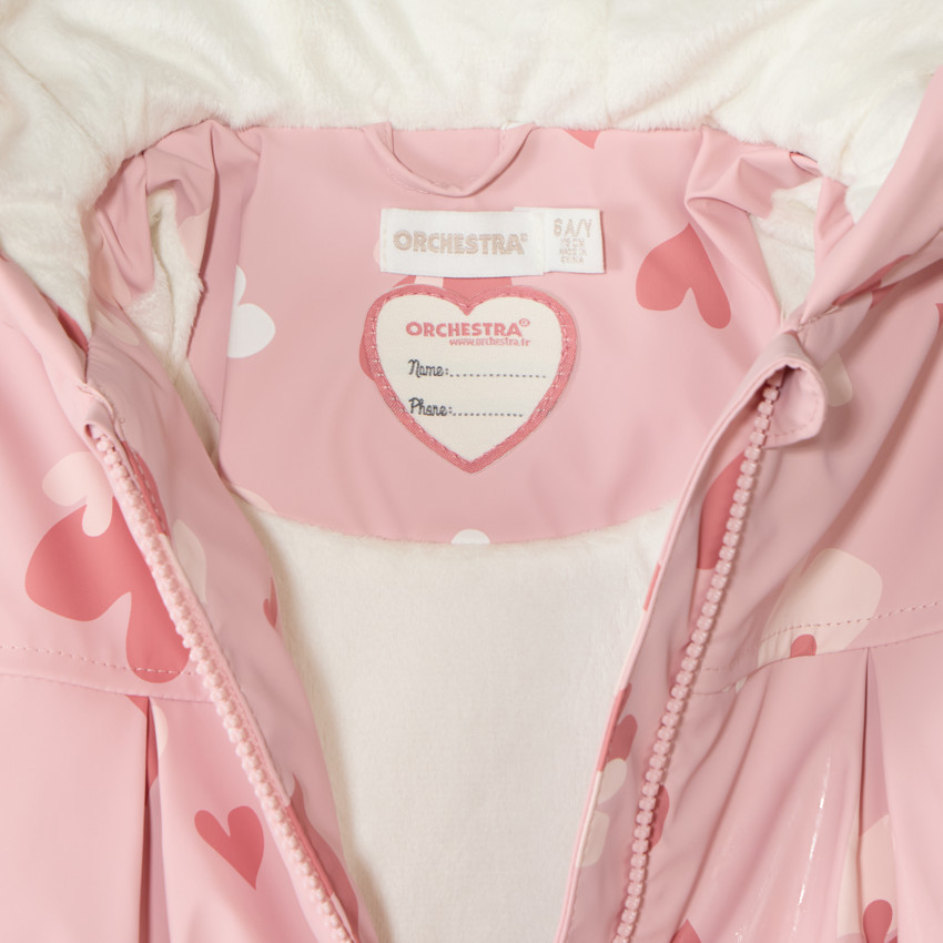 Parka de lluvia para niña con capucha y colores que cambian. 