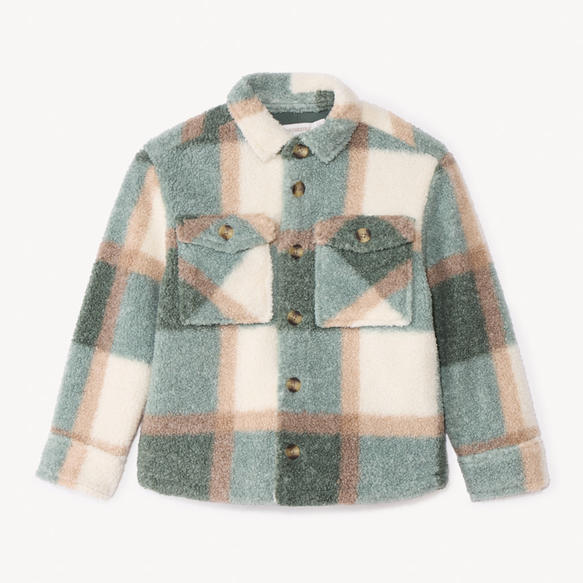 Chaqueta de manga larga en felpa con estampado de cuadros para niño 