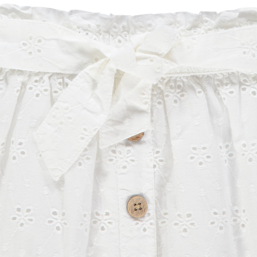 Jupe en broderie anglaise à boutons fantaisie 
