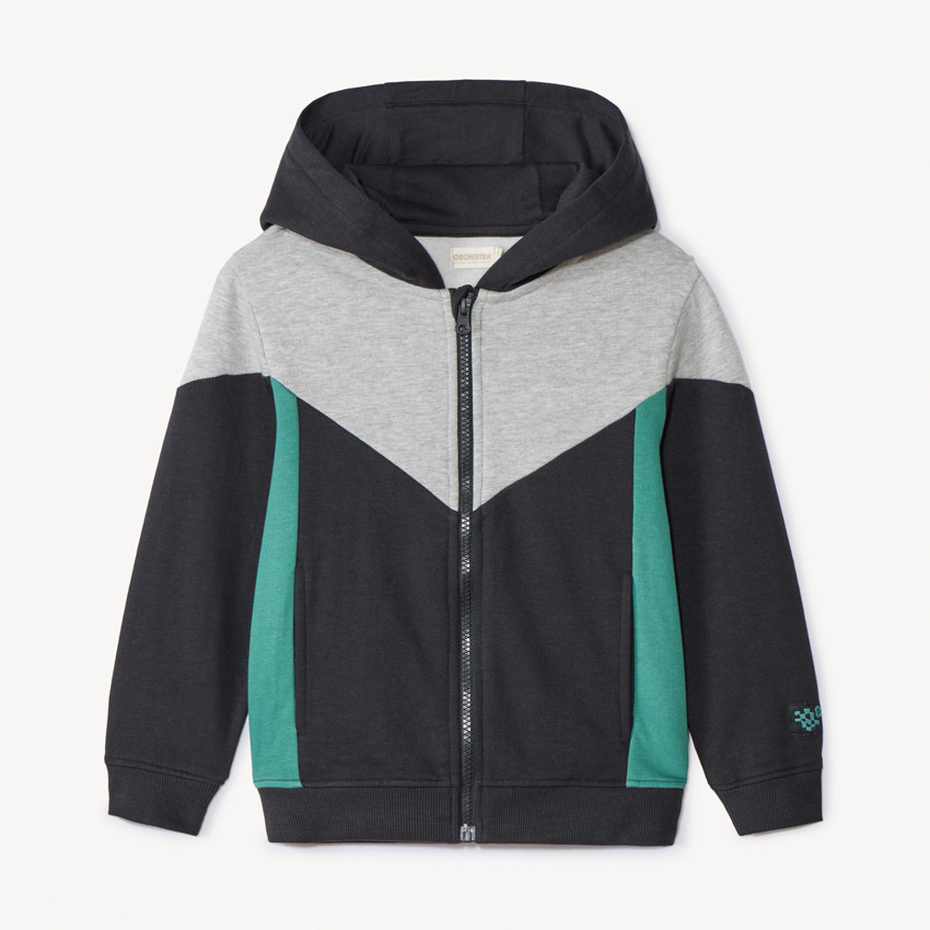 Gilet molleton à capuche avec empiècements pour garçon 