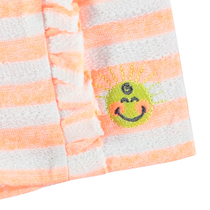 Conjunto de camiseta con estampado ©Smiley y pantalón corto de rayas 