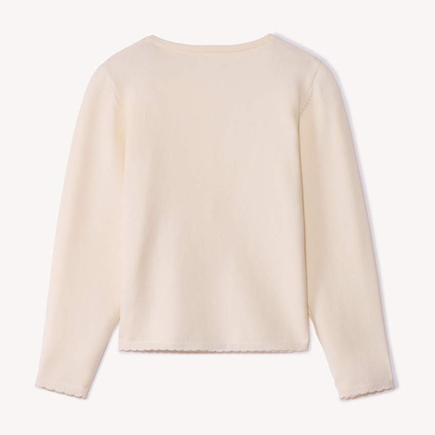 Chaqueta de punto liso con acabado ondulado para niña 