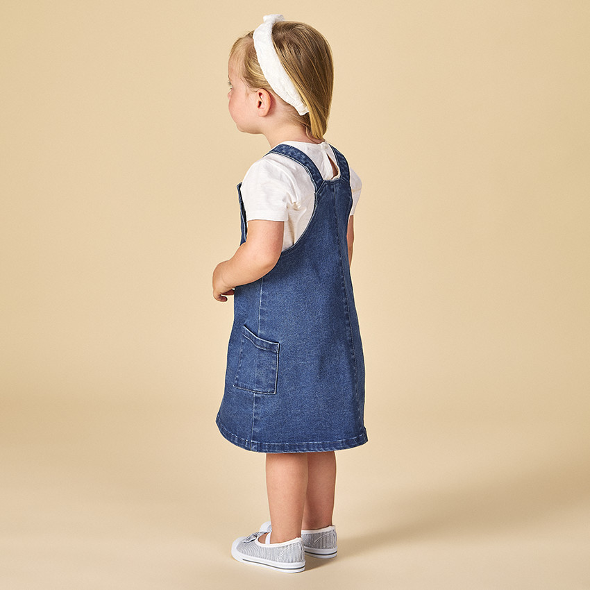 Vestido peto de mezclilla para bebé niña 