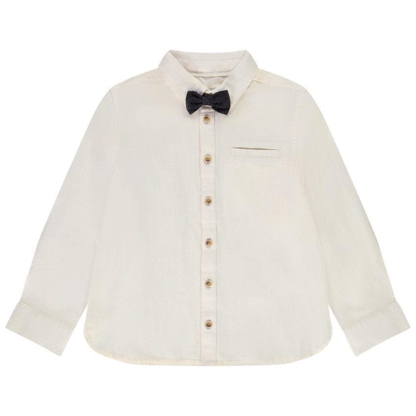 Camisa de manga larga con pajarita desmontable para niño 