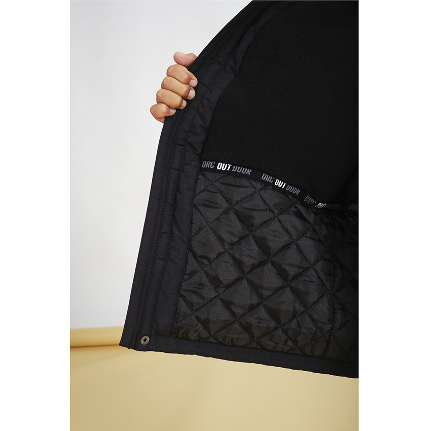 Parka en poliéster con capucha con pelo falso y forro micropolar para niño 