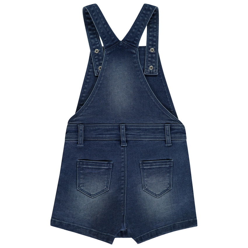 Pelele corto de mezclilla efecto vestido para niña 