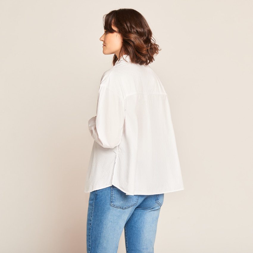 Camisa de manga larga lisa para mujer 