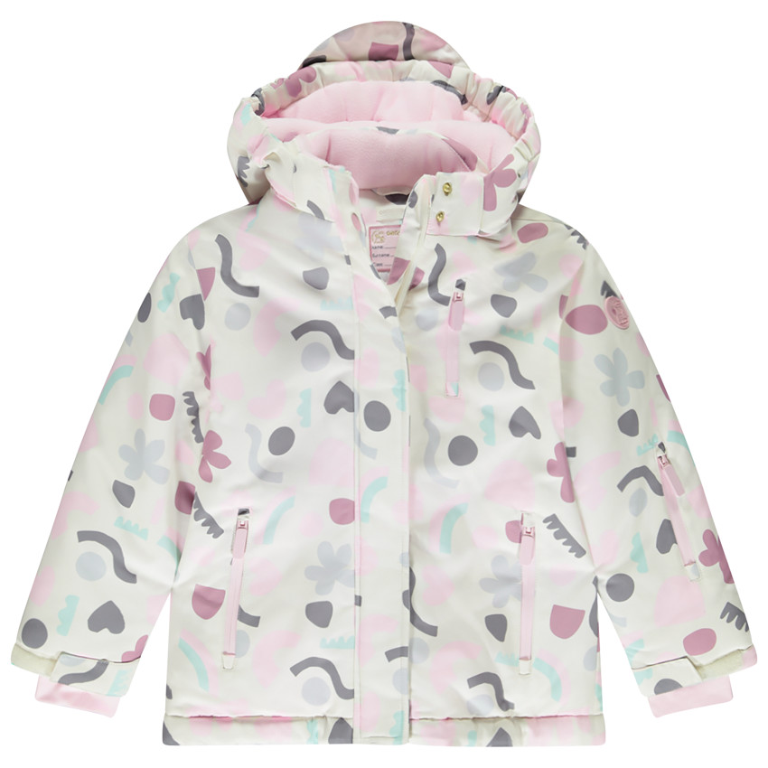 Chaqueta de esquí de tela repelente al agua con estampado artístico para niña 