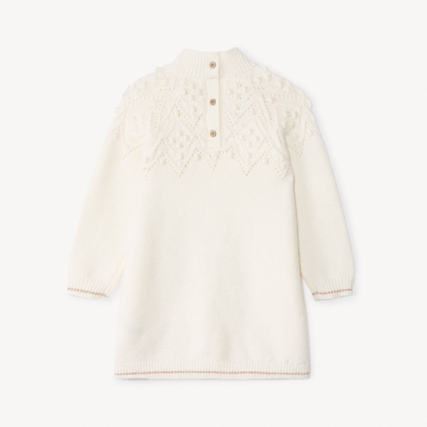 Vestido de manga larga de punto liso para bebé niña 