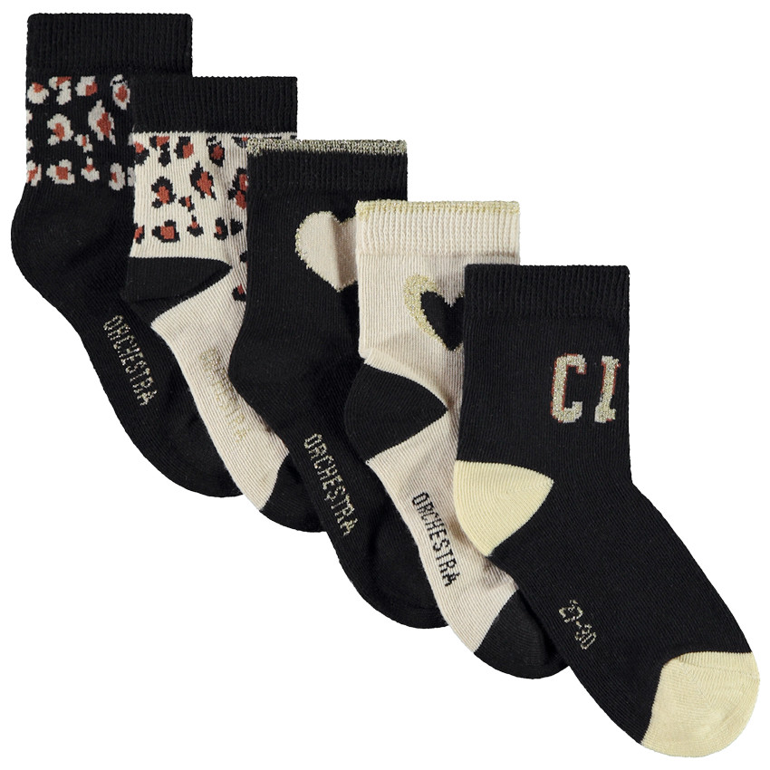 Lot de 5 paires de chaussettes fantaisie pour fille 
