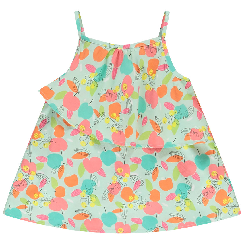 Tunique à bretelles en voile de coton imprimé fruits pour fille  