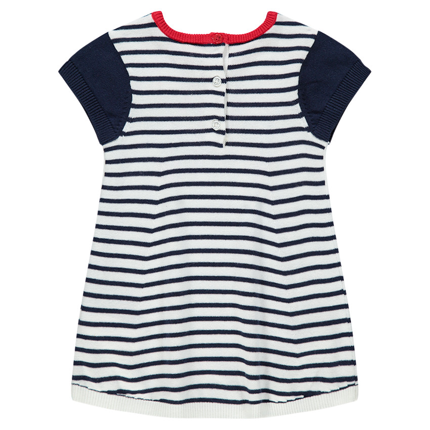 Vestido de manga corta de punto con detalles bordados 