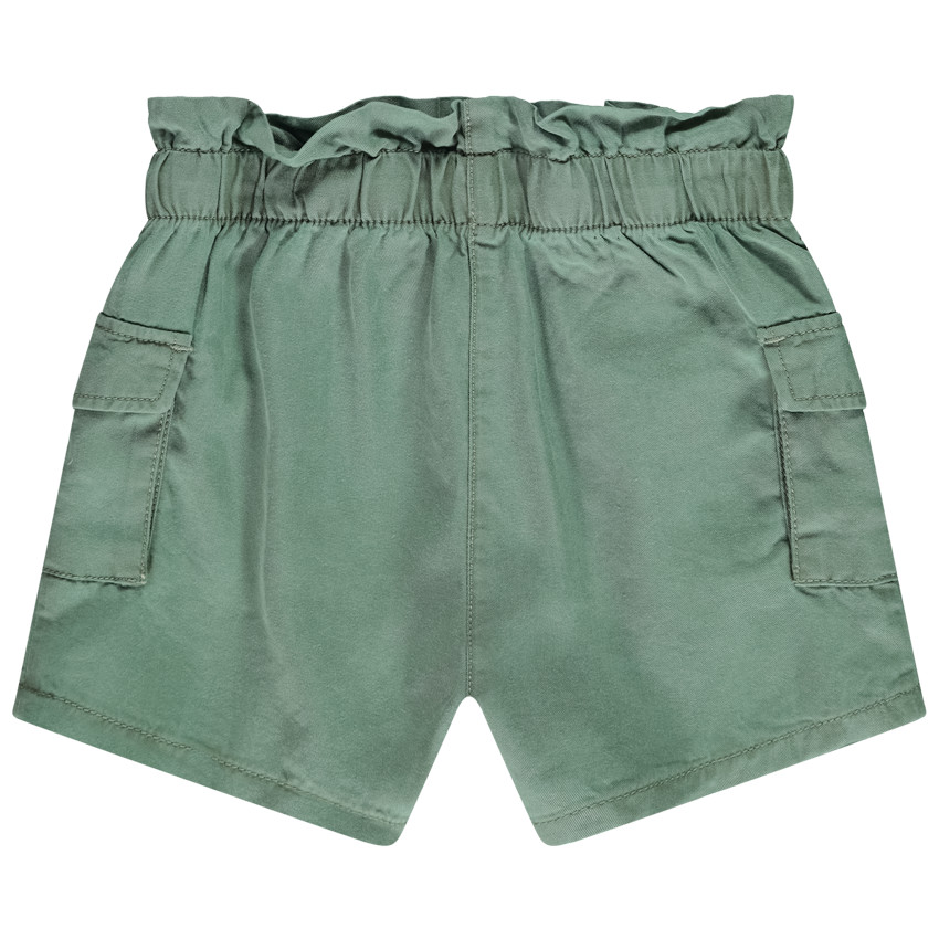 Short liso de lona con bolsillos para bebé niña 