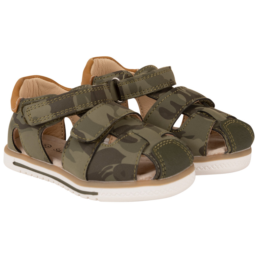 Sandalias cerradas y con velcro de estampado de camuflaje para bebé niño 