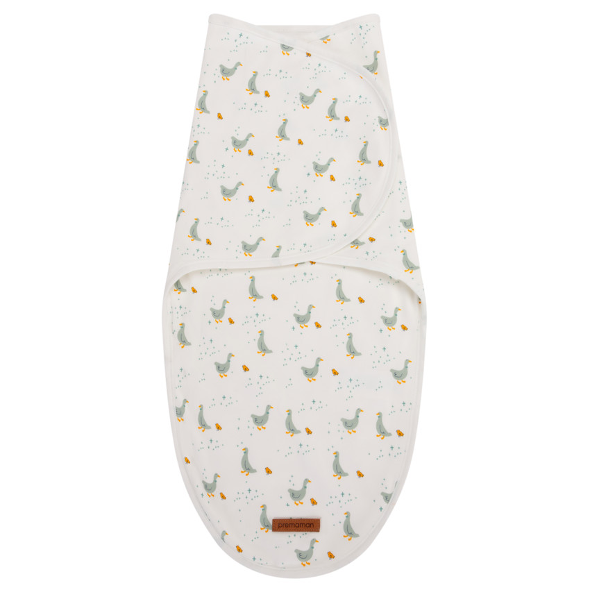 Manta envolvente con estampado de ocas crudo 