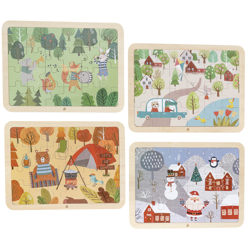 Lot de 4 puzzles de 24 pièces sur les 4 saisons 