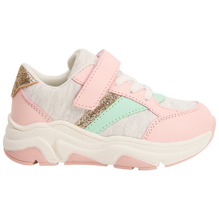 Zapatillas deportivas con cordones elásticos y velcro para niña 