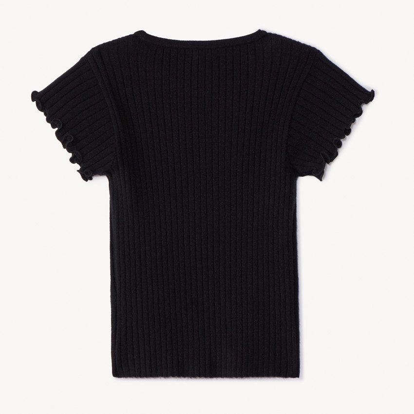 Jersey de manga corta de punto con bordado para niña 