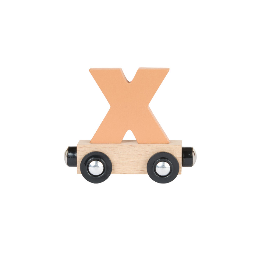 Wagon de madera letra "X" - marrón 