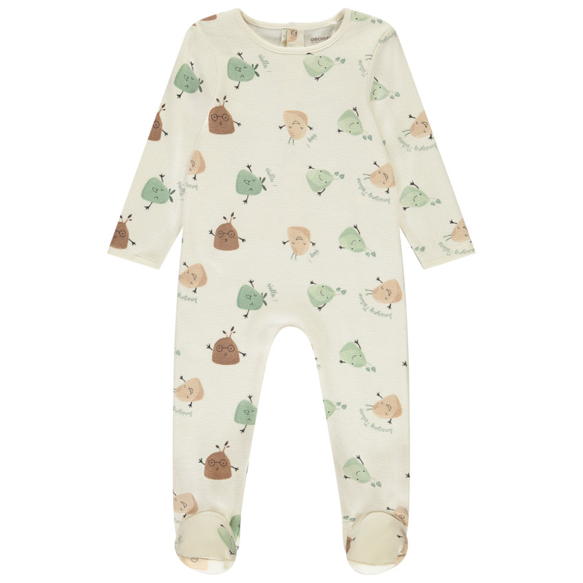 Pelele imprimido criaturas vegetales para bebé niño con aberturas diferentes según la edad 