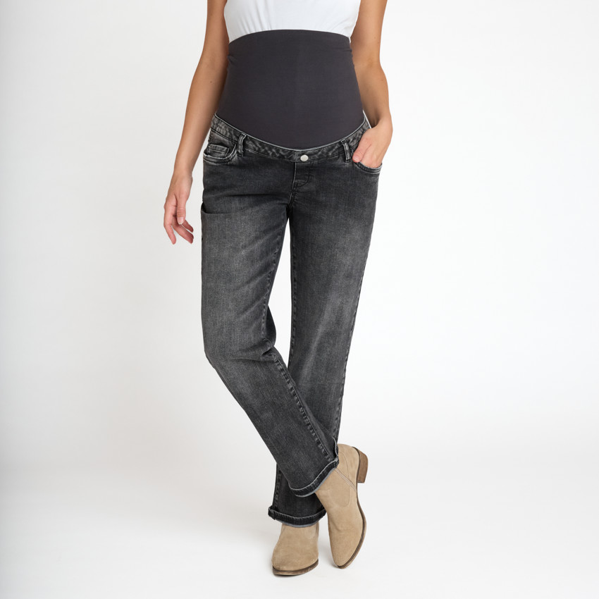 Jean recto de maternidad con banda superior 