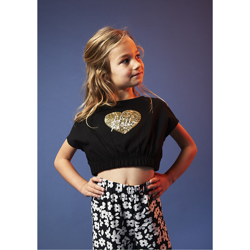Crop top avec sequins et taille élastiquée pour fille 