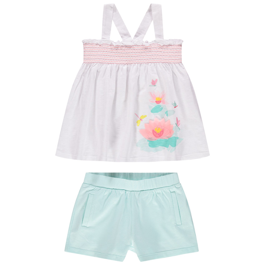 Conjunto con Camiseta de flores y pantalon corto liso  Additional Conjunto con Camiseta de flores y pantalon corto liso