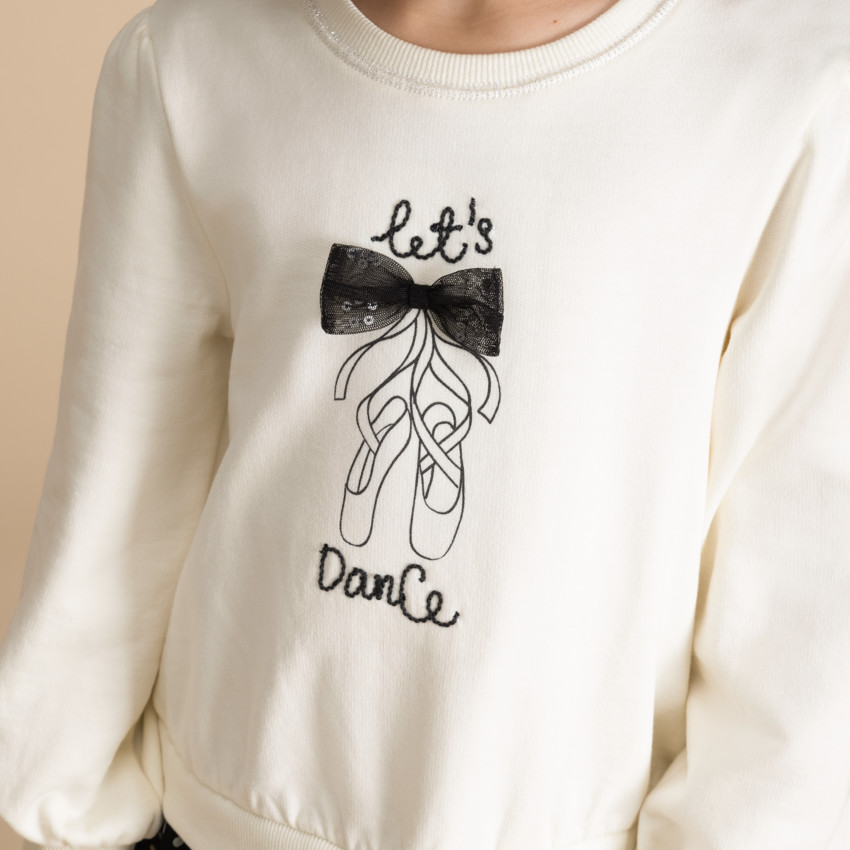 Vestido de manga larga bicolor con efecto 2 en 1 y estampado de lunares para niña 