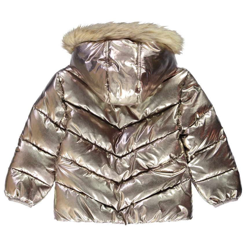 Chaqueta con capucha de piel sintética impermeable con forro de sherpa 
