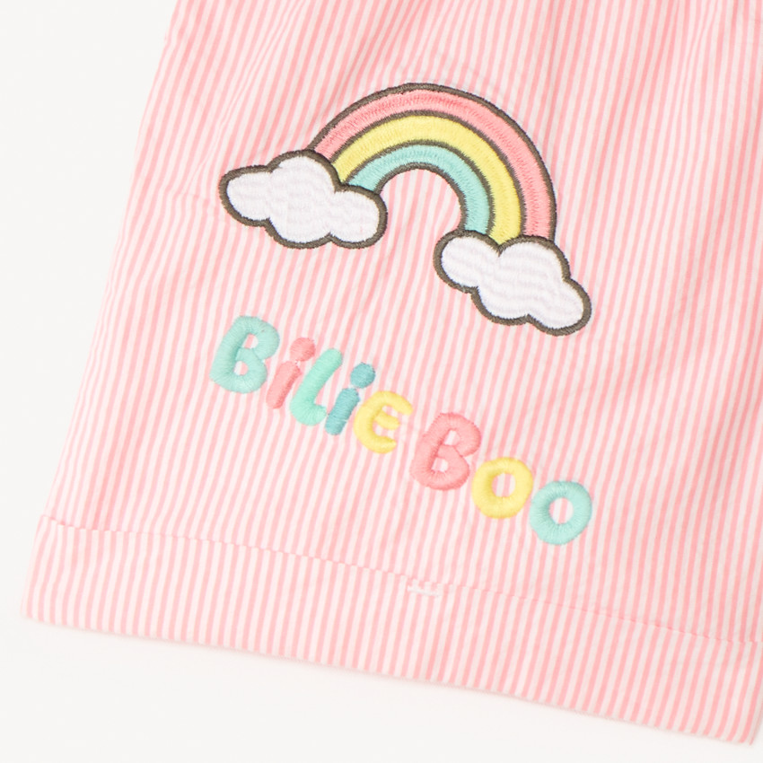 Pantalones cortos de tela con rayas bordadas Bilie Boo para niña 