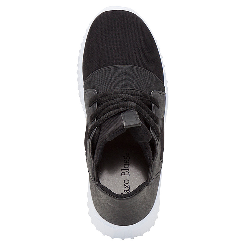 Deportivas bajas en dos materiales con cordones y elásticos 