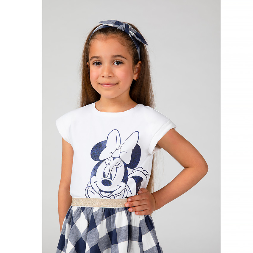 T-shirt forme boîte manches courtes print Minnie Disney pour fille 