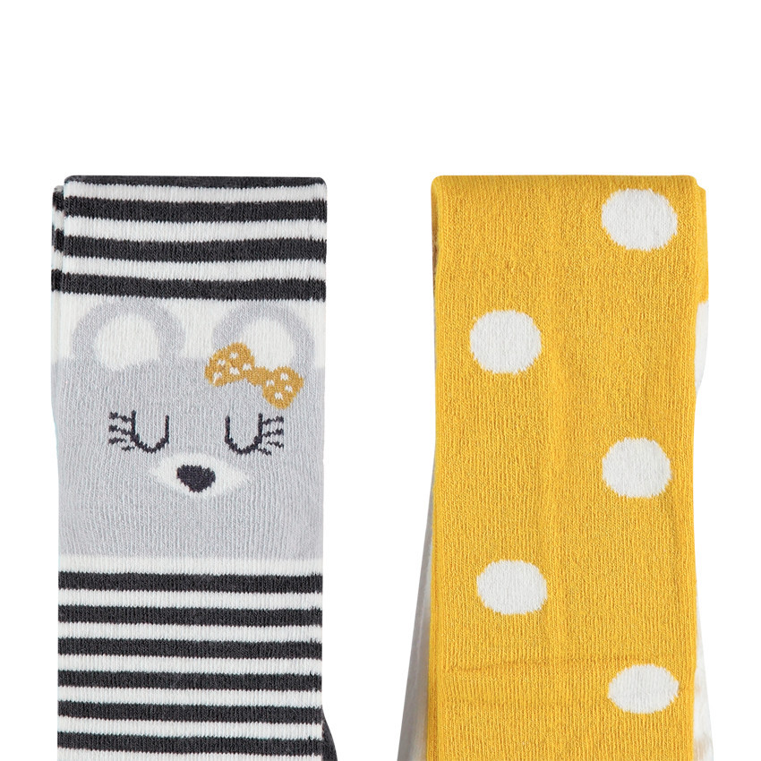 Pack de 2 leotardos de punto con lunares/ rayas jacquard  Additional Pack de 2 leotardos de punto con lunares/ rayas jacquard