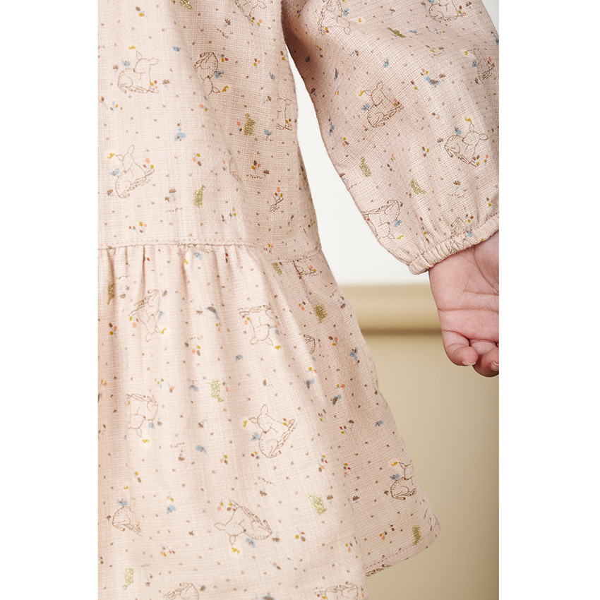 Vestido de manga larga de gasa con estampado de ciervo para bebé niña 