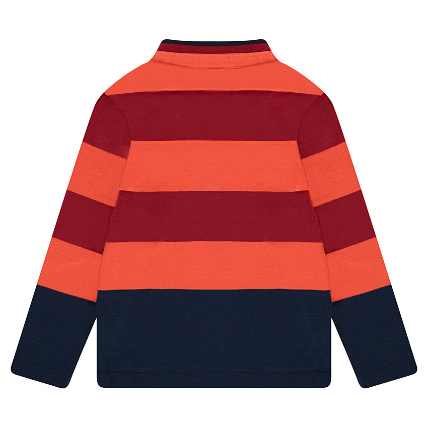 Polo de manga larga con bandas que contrastan de fantasía 