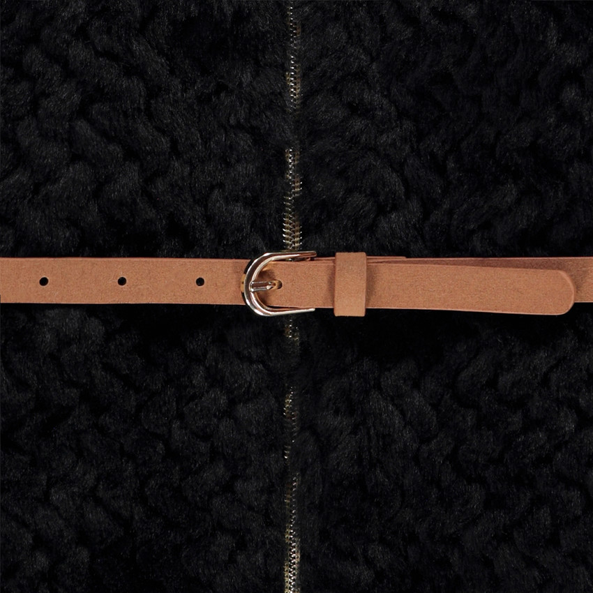 Chaleco sin mangas de pelo sintético con cinturón para niña 