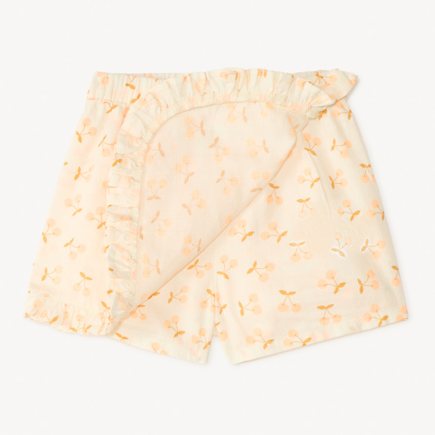 Falda corta con estampado de cerezas para niña bebé 