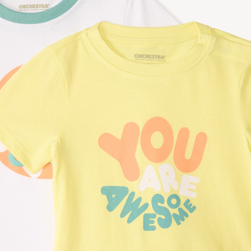 Conjunto de 4 camisetas de manga corta con diseños para niño. 