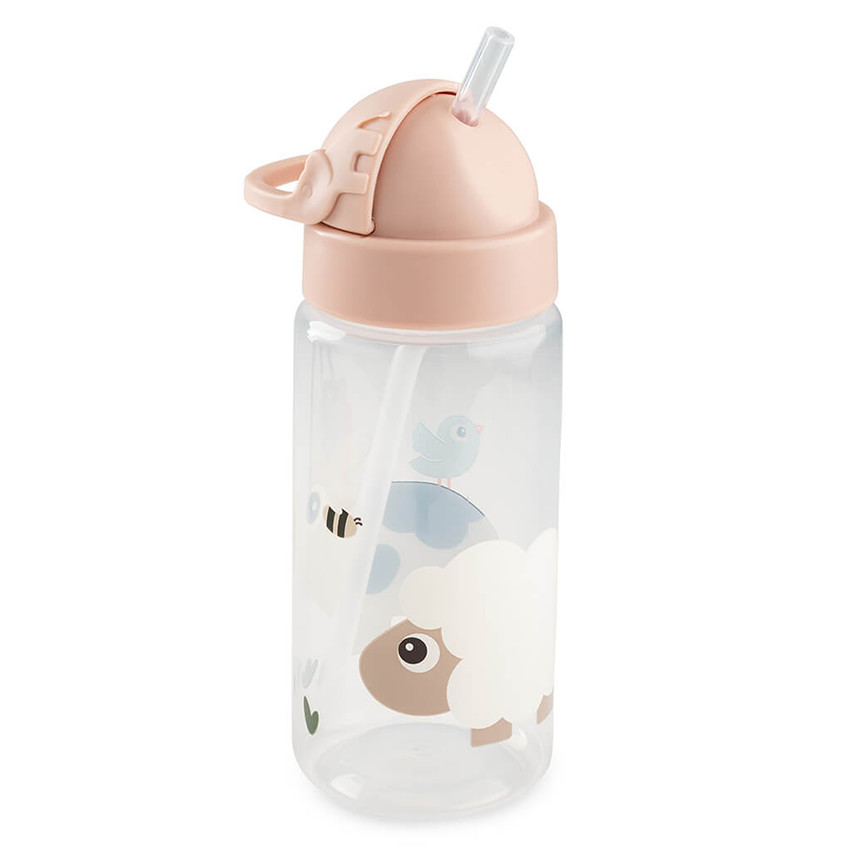 Botella con pajita 350ml Tiny Farm rosa palo 