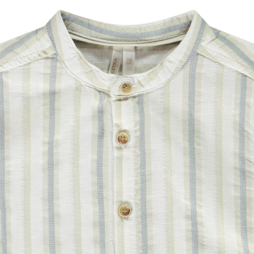 Camisa de manga corta y cuello mao a rayas para bebé niño  Additional Camisa de manga corta y cuello mao a rayas para bebé niño